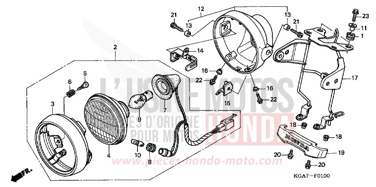 SCHEINWERFER von CG125 TITAN ES FORCE SILVER METALLIC (NH411) von 2004